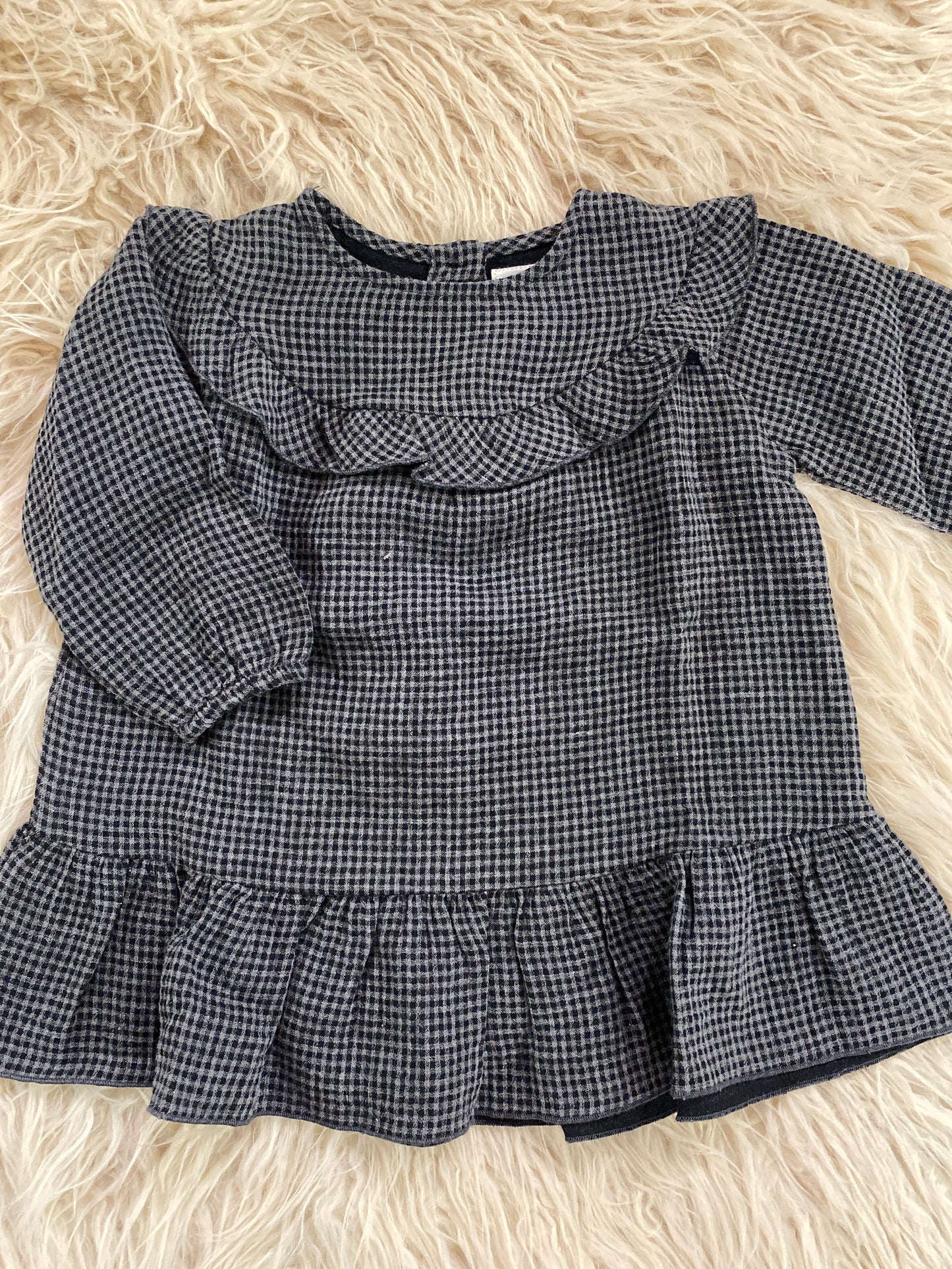 Abito cotone vichy grigio nero