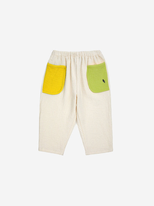 Pantaloni in cotone color block