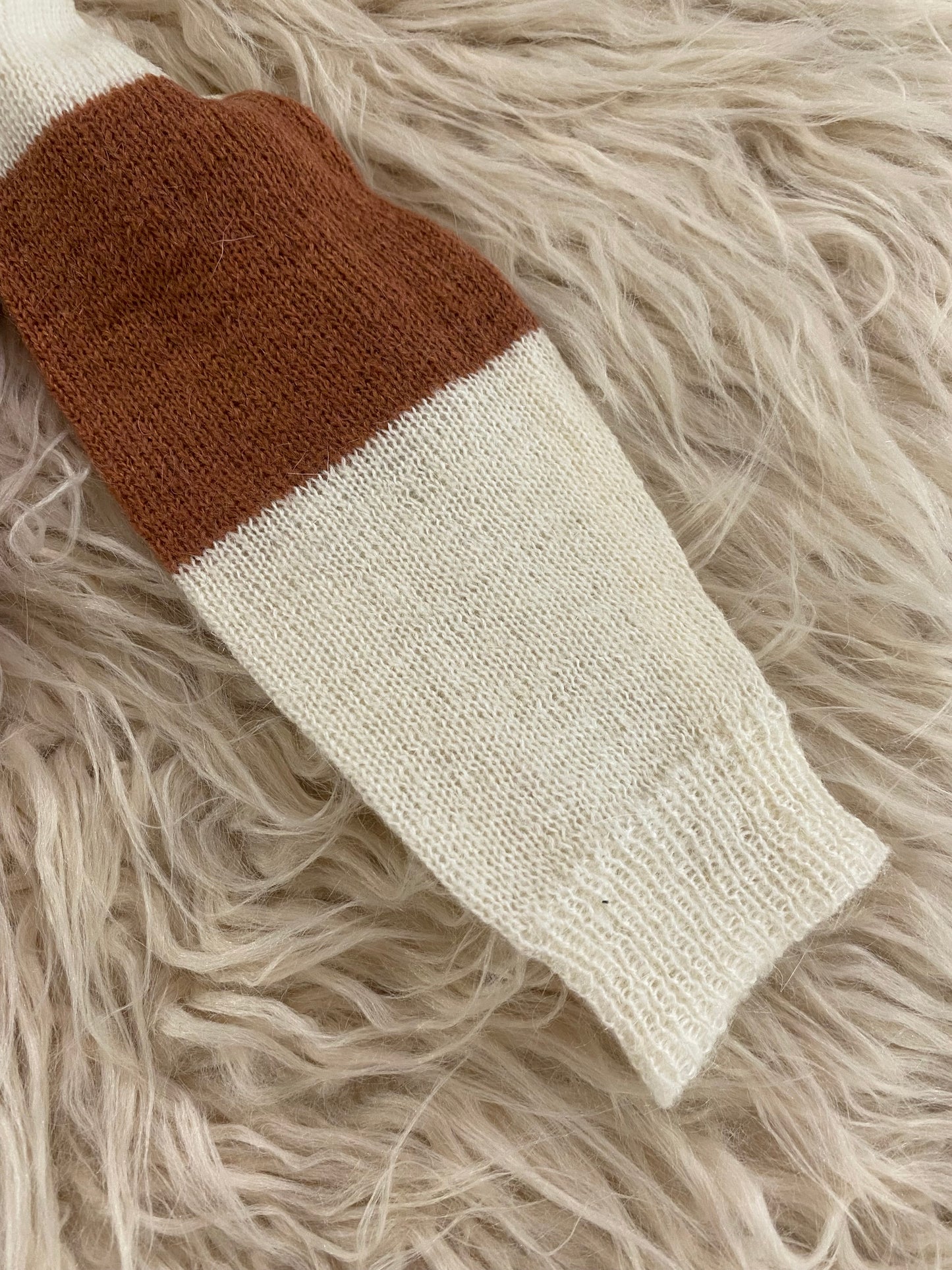 Cardigan misto lana panna e ruggine