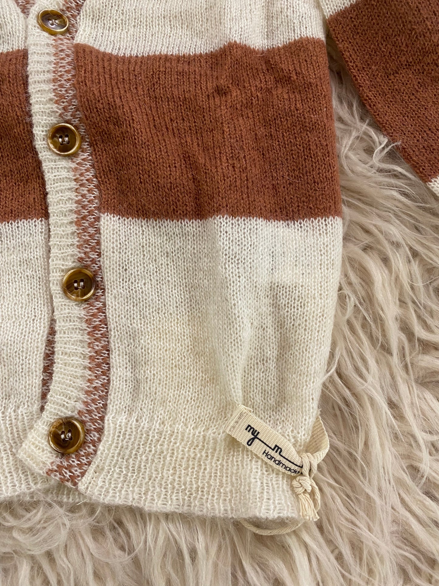Cardigan misto lana panna e ruggine