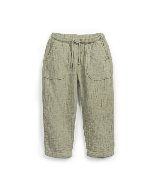 Pantaloni in tessuto goffrato colore verde