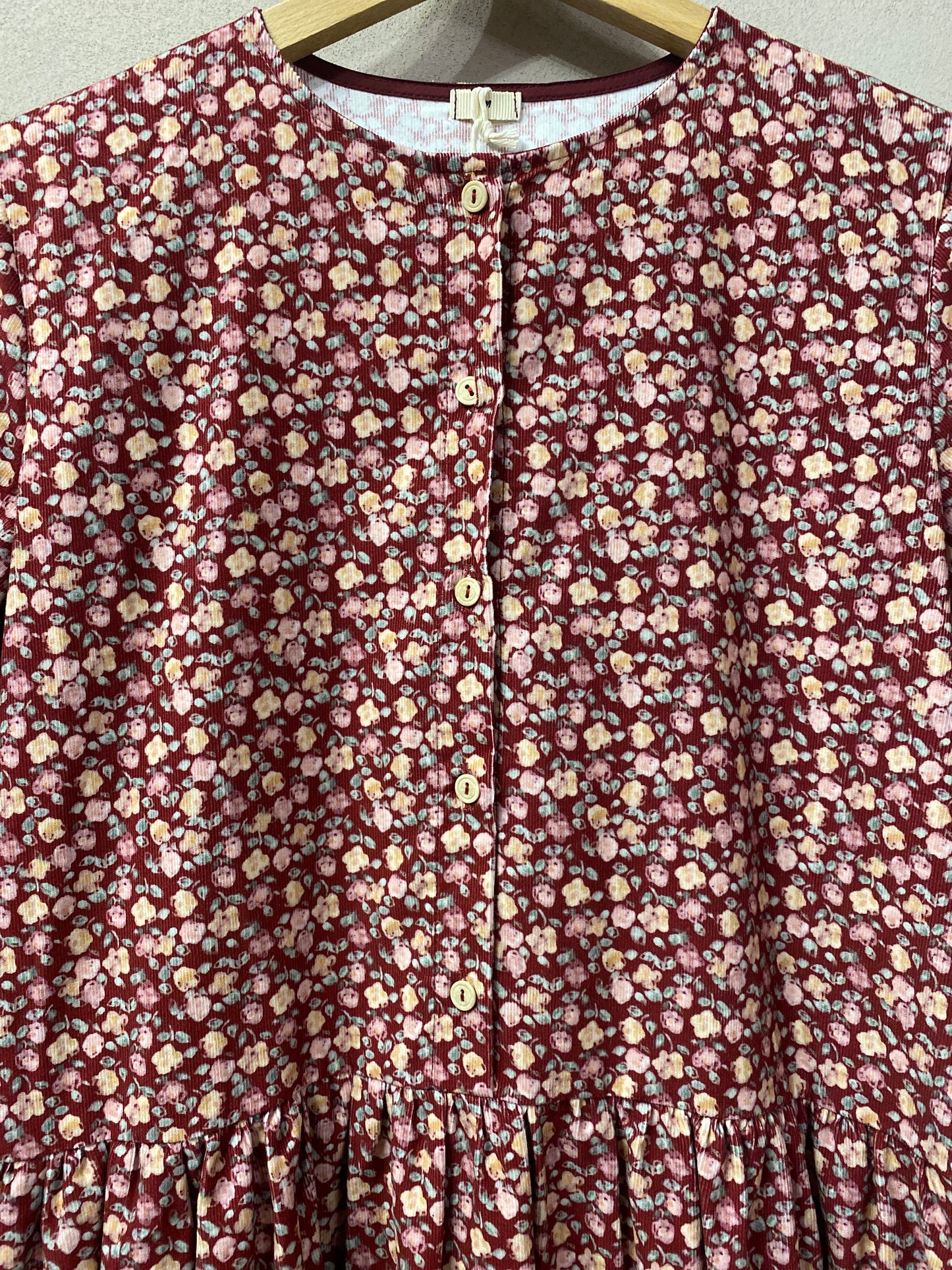 Abito lungo in velluto mille righe stampa fiori
