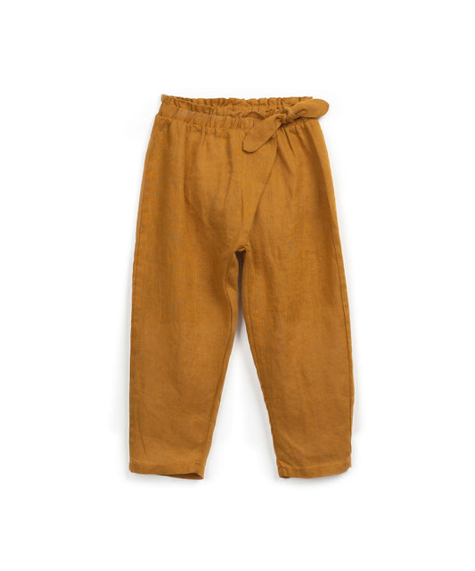 Pantaloni in lino colore curcuma