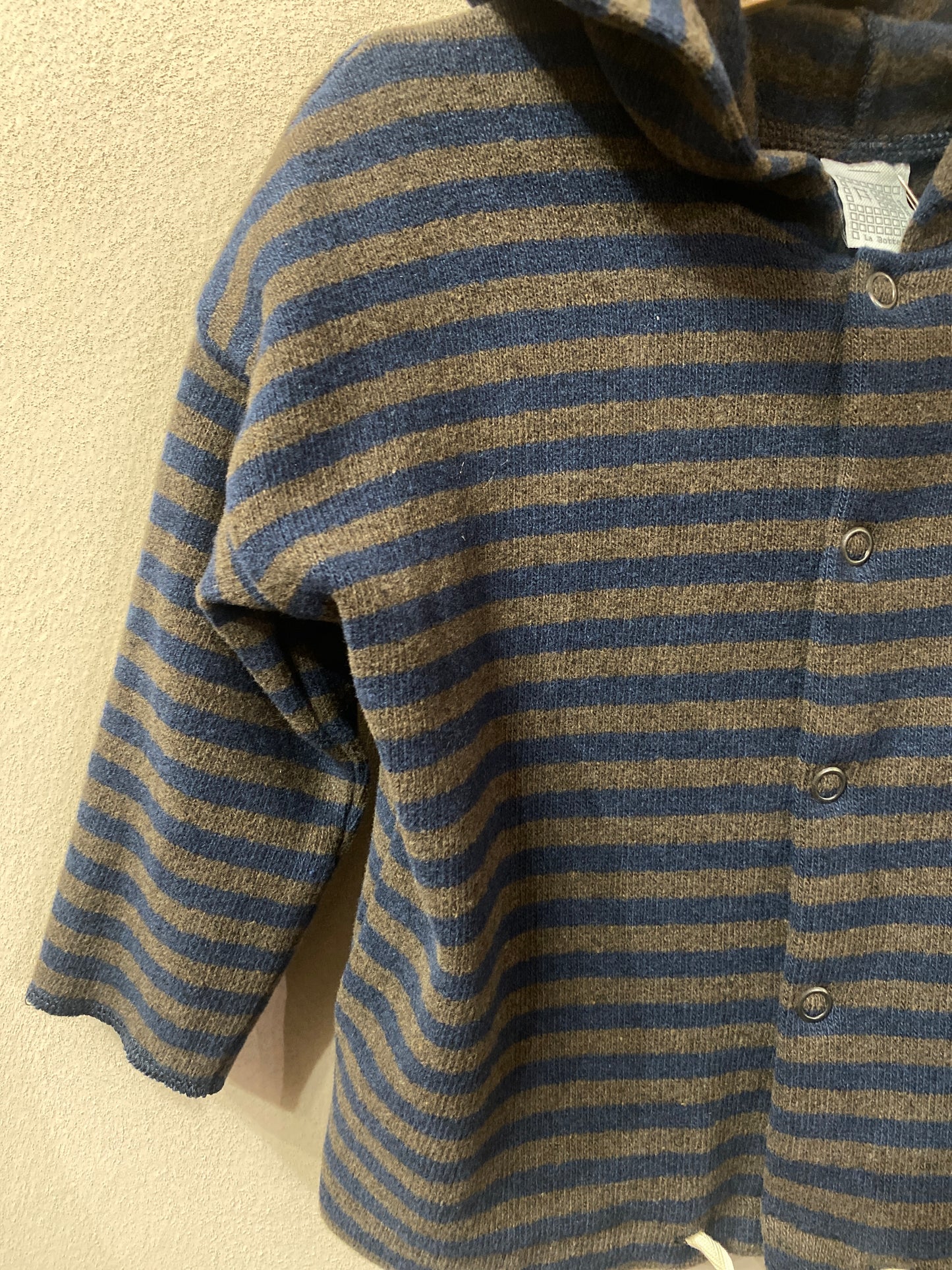 Cardigan caldo cotone righe blu cioccolato