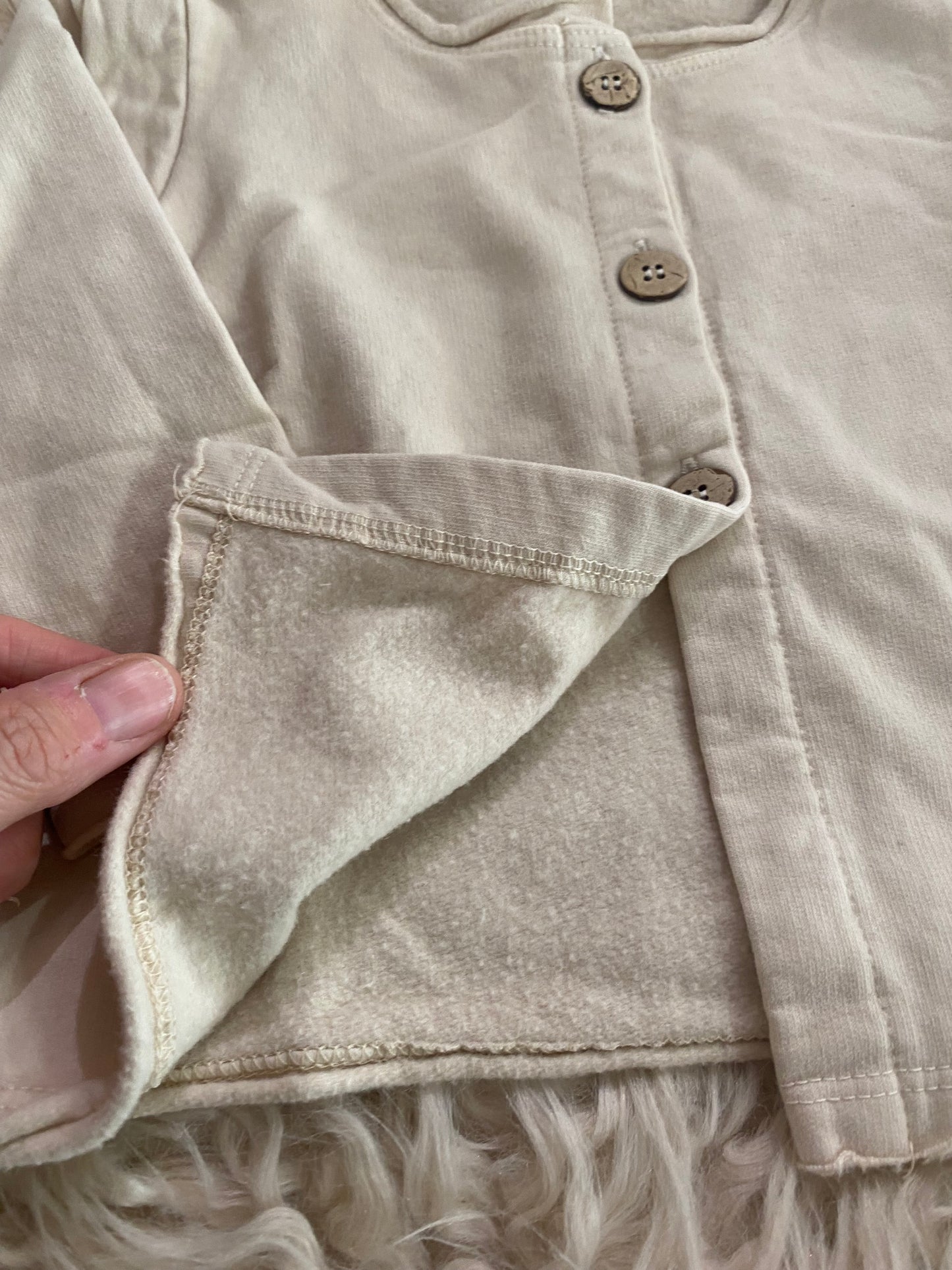 Cardigan in felpa colore panna