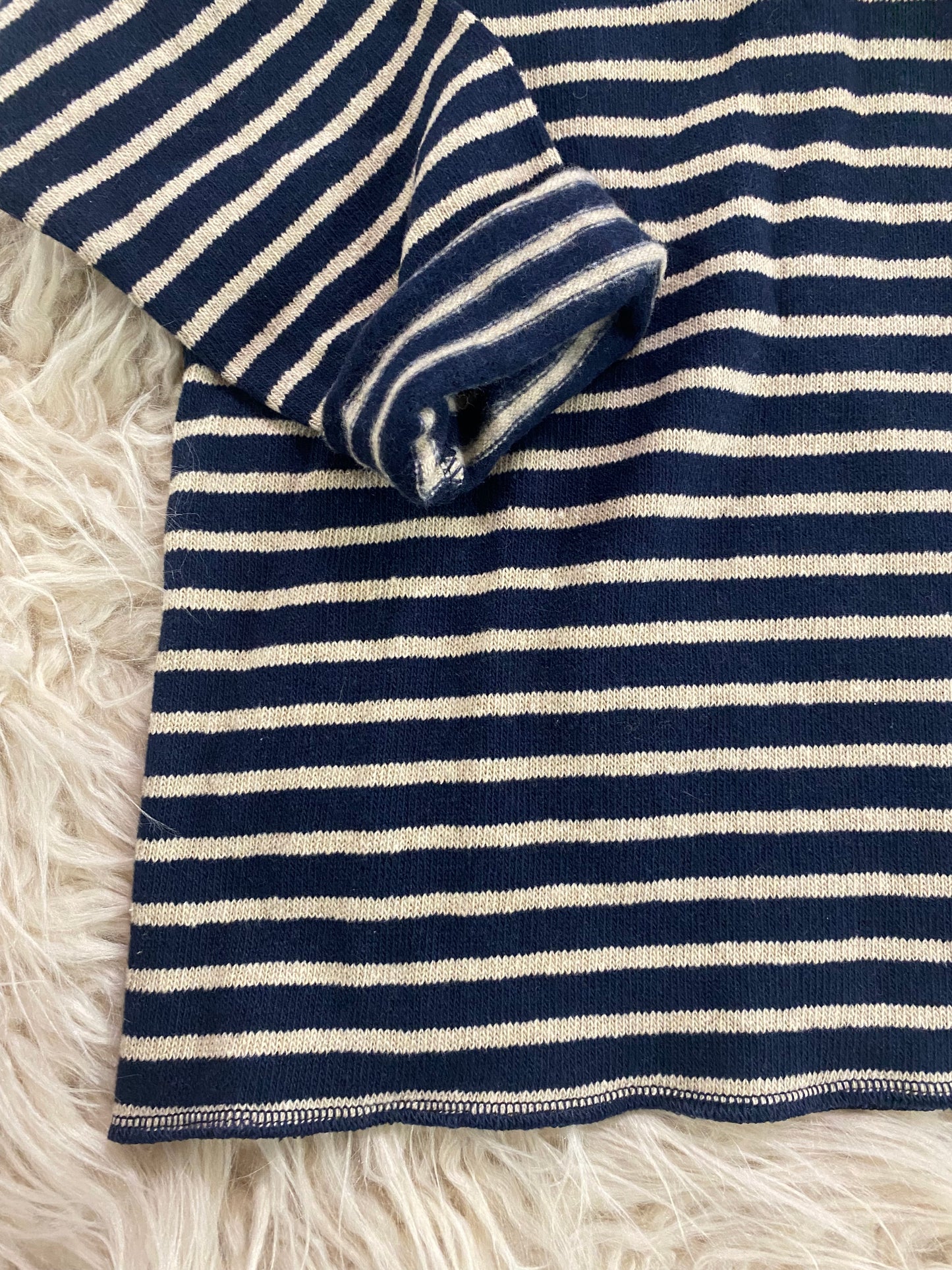 Maglia caldo cotone riga naturale e blu