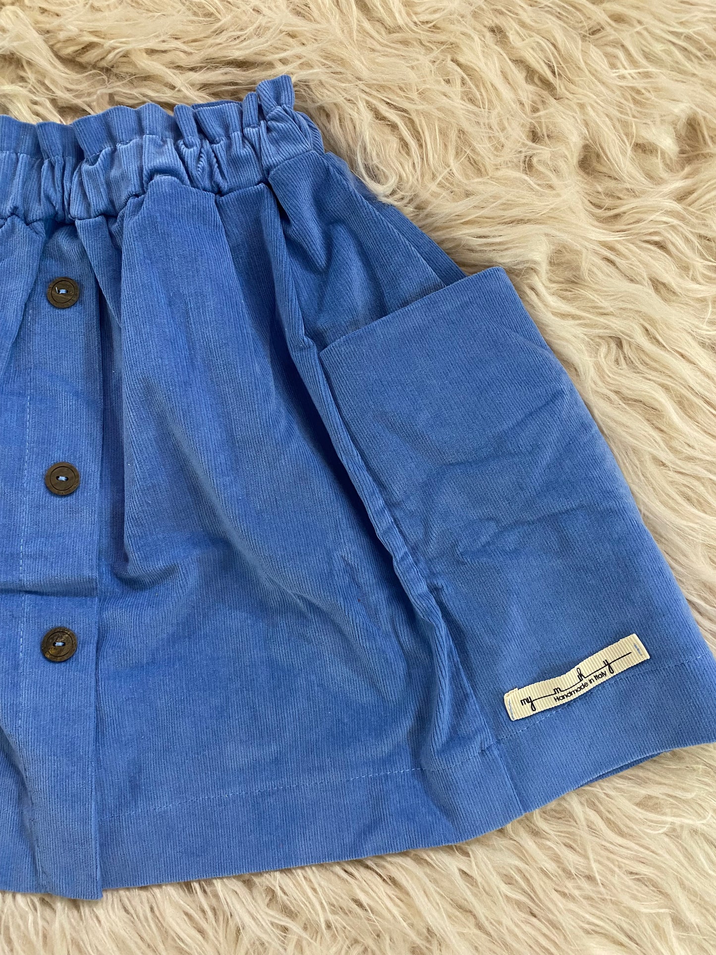 Gonna in velluto a costina colore azzurro