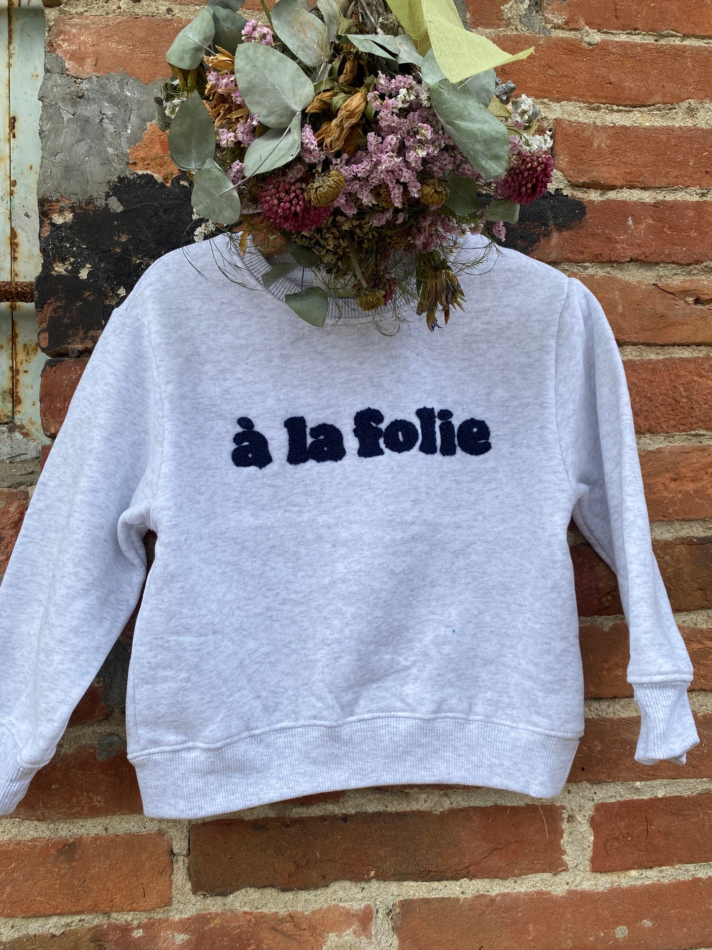 Folie felpa Caldo cotone colore grigio mel stampa blu