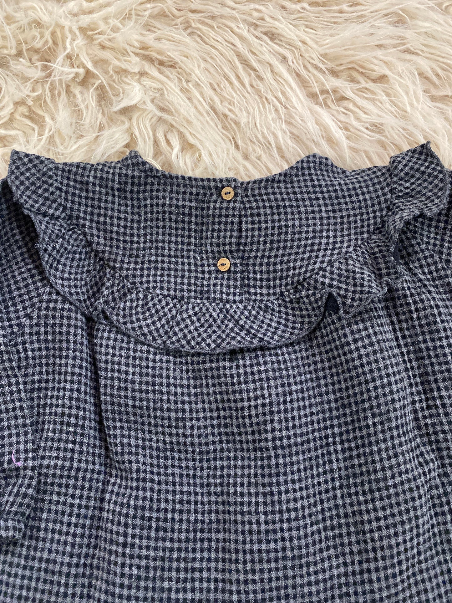 Abito cotone vichy grigio nero