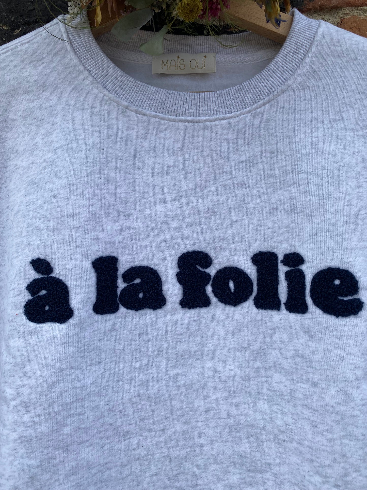 Folie felpa Caldo cotone colore grigio mel stampa blu