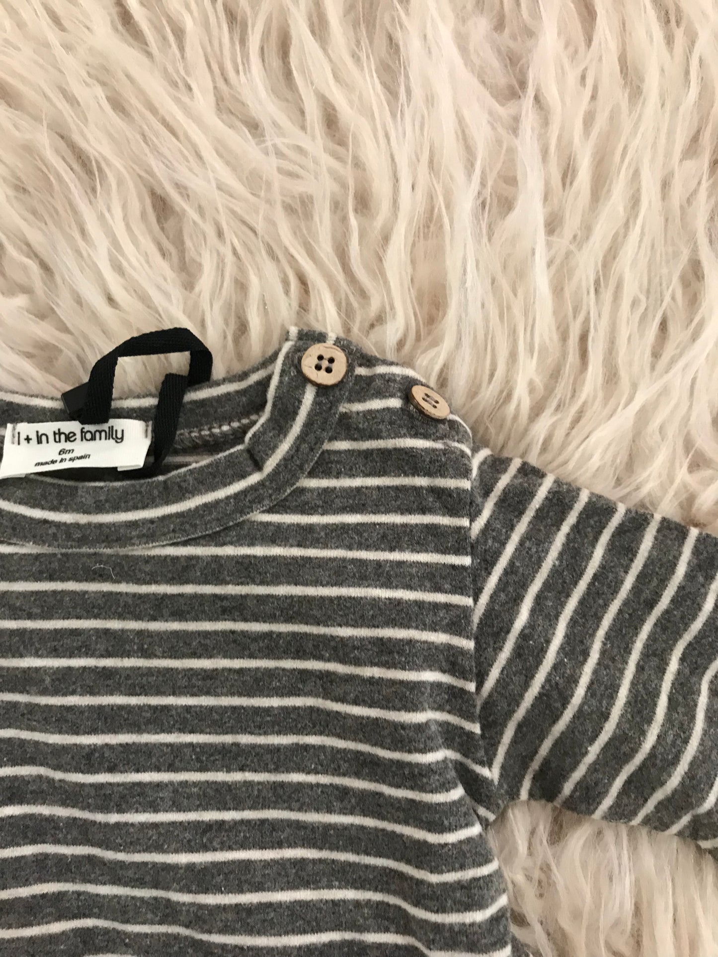 Maglia caldo cotone colore grigio scuro riga panna