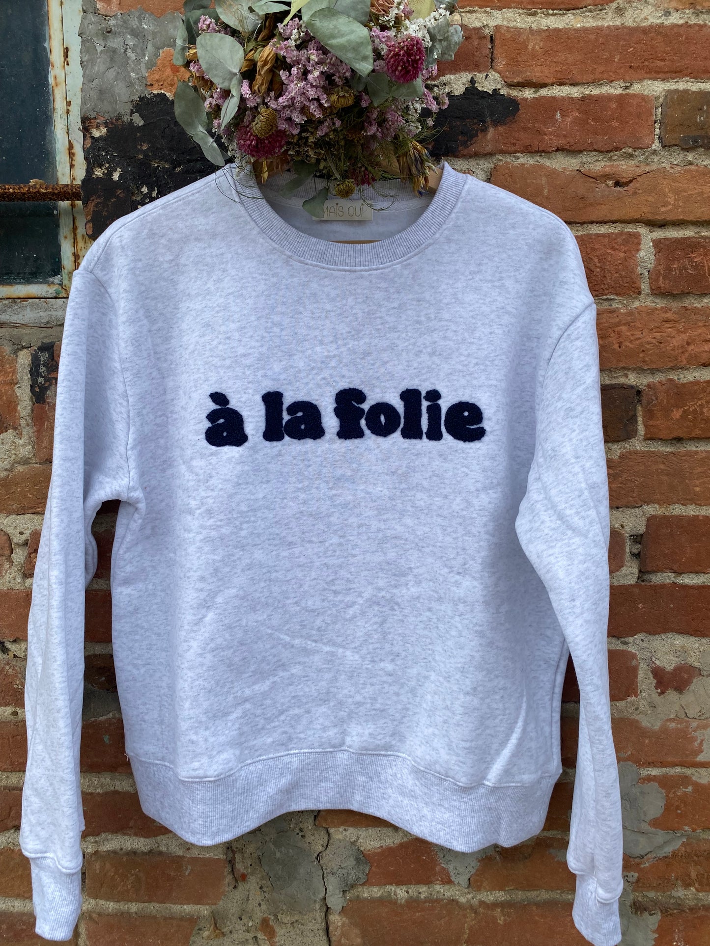 Folie felpa Caldo cotone colore grigio mel stampa blu