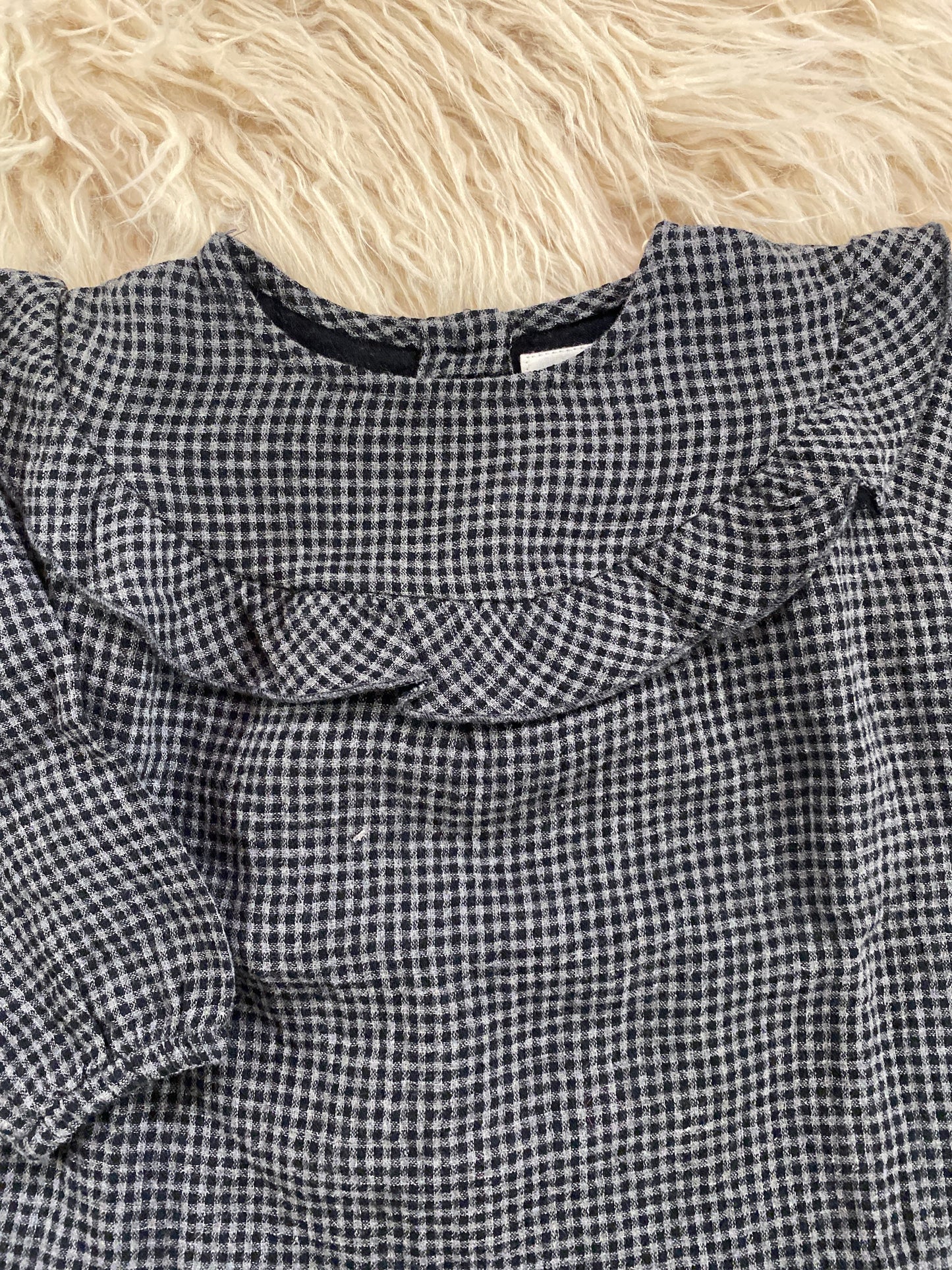 Abito cotone vichy grigio nero