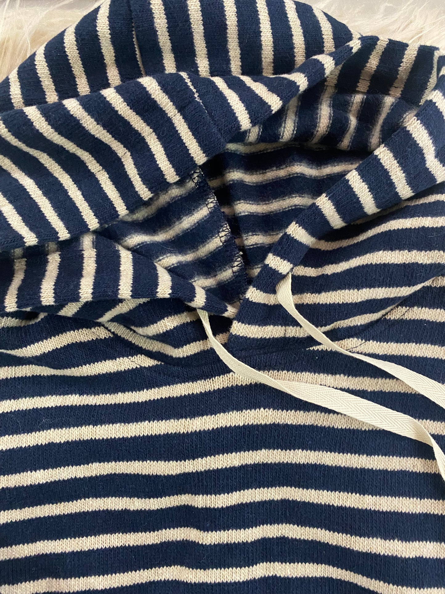 Maglia caldo cotone riga naturale e blu