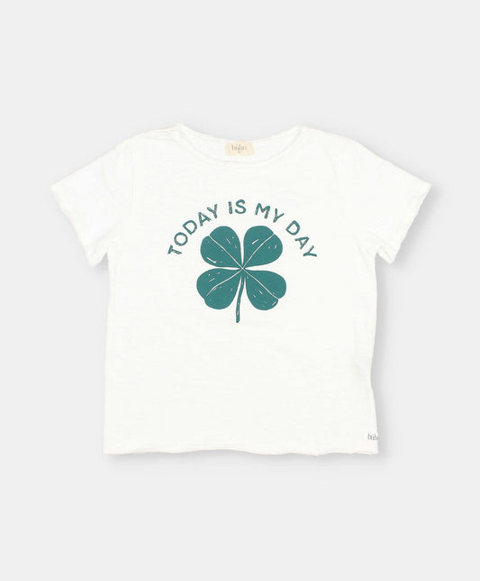T-shirt in cotone colore bianco stampa today is my day
