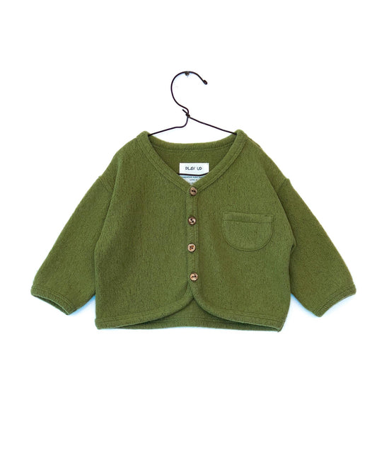 Cardigan caldo cotone colore verde oliva