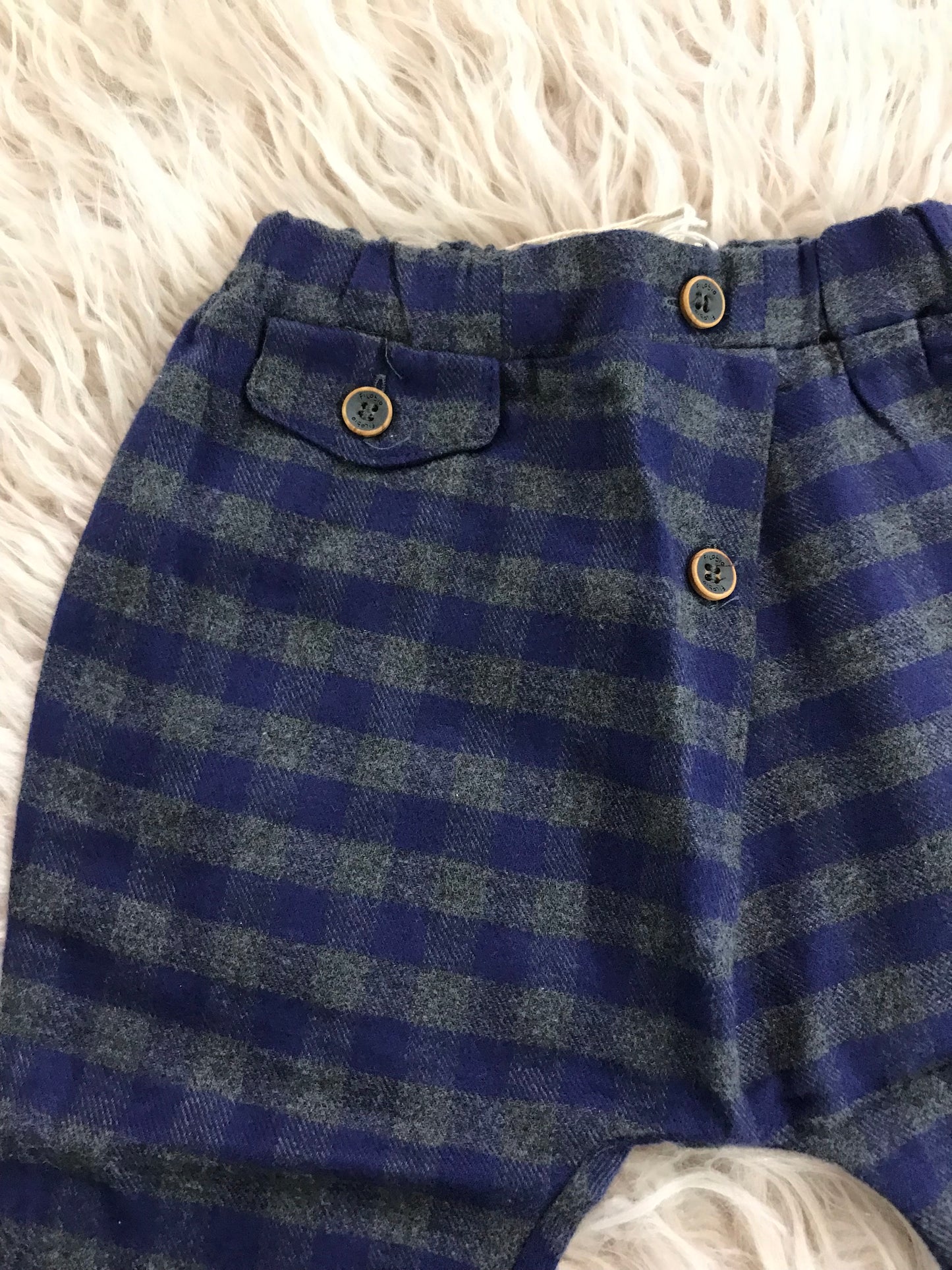 Pantalone flanella quadretto blu grigio