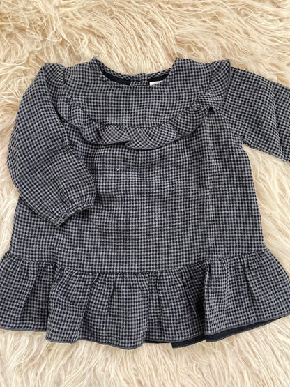Abito cotone vichy grigio nero