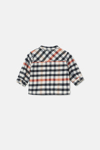 MY LITTLE COZMO camicia bambino cotone quadretto grigio coccio panna