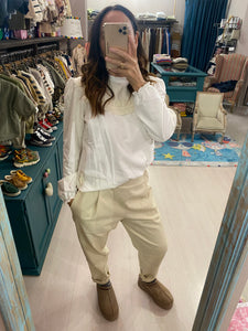 MYMIKY pantalone donna in cotone colore burro