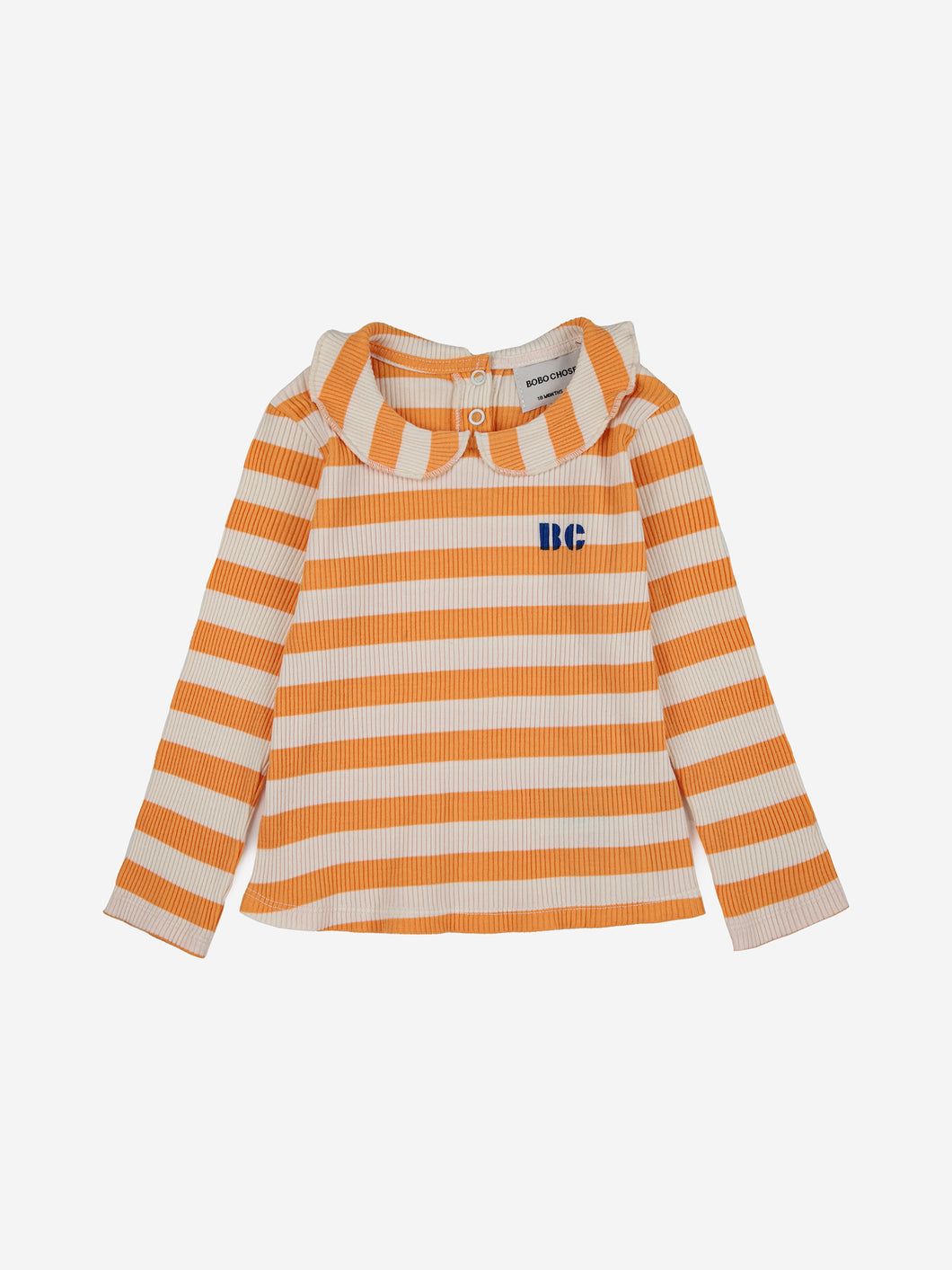 BOBOCHOSES t-shirt bambina in cotone a costine righe panna e giallo