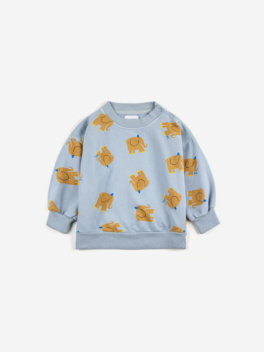 Felpa bambino colore azzurro stampa elefantini