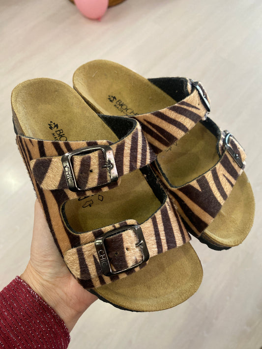 BIOCHIC ciabatta in pelle effetto zebrato