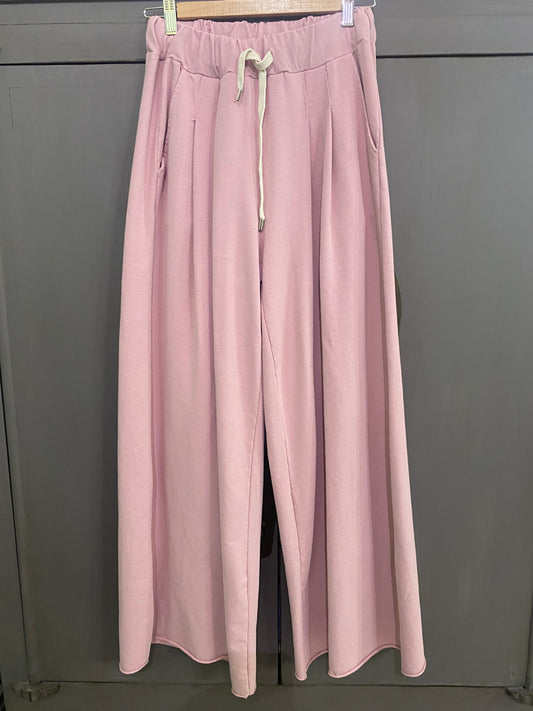 pantalone palazzo donna in cotone colore rosa