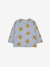 Carica l&#39;immagine nel visualizzatore di Gallery, BOBOCHOSES t-shirt bambino cotone colore azzurro stampa elefantini
