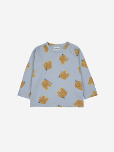BOBOCHOSES t-shirt bambino cotone colore azzurro stampa elefantini