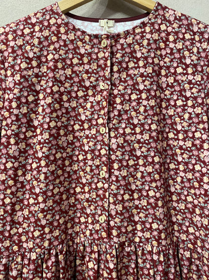 Abito lungo in velluto mille righe stampa fiori