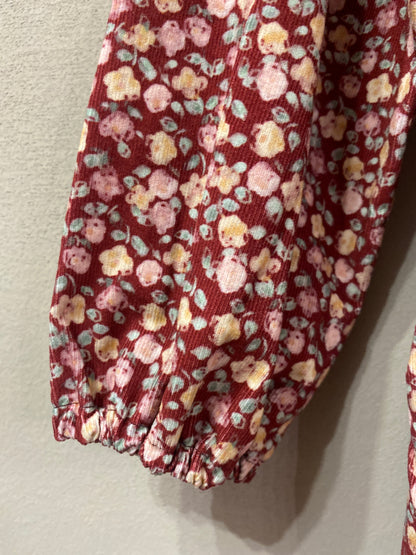 Abito lungo in velluto mille righe stampa fiori