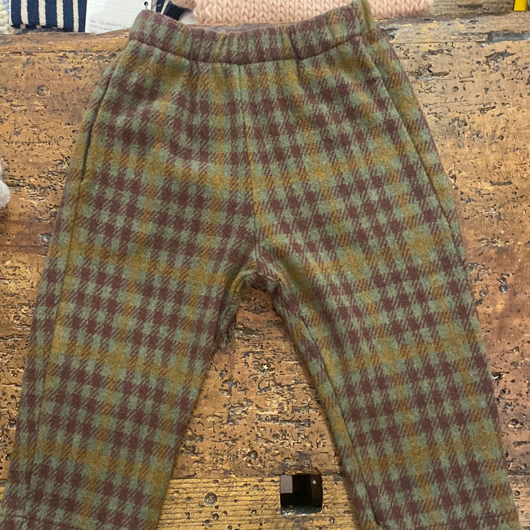 MYMIKY pantalone bambino caldo cotone check verde bordeaux giallo