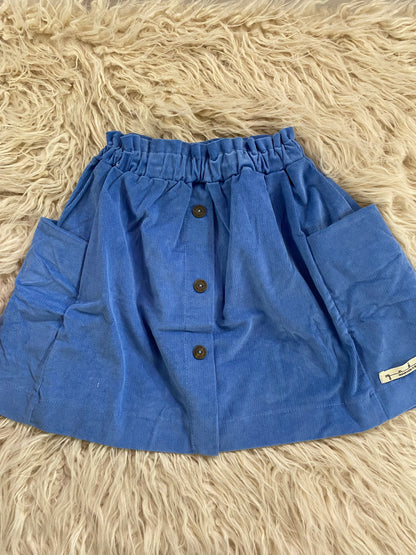 Gonna in velluto a costina colore azzurro