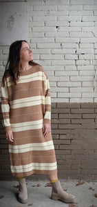 MAIS OUI Madame abito donna in misto lana colore panna camel