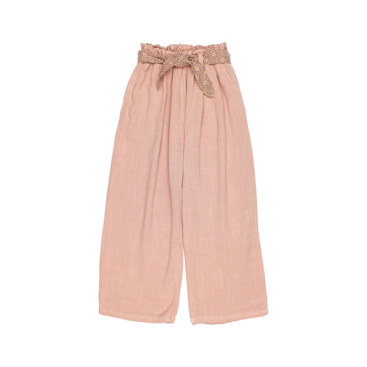 Pantaloni in lino e viscosa colore rosa