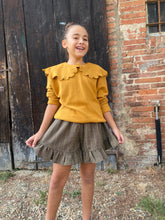 Carica l&#39;immagine nel visualizzatore di Gallery, FIORILE shorts bambina in cotone grigio e ocra
