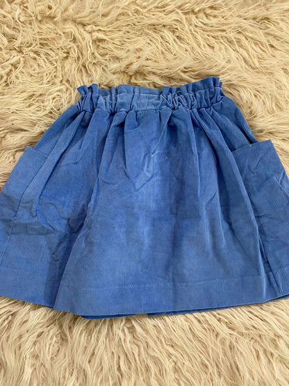 Gonna in velluto a costina colore azzurro