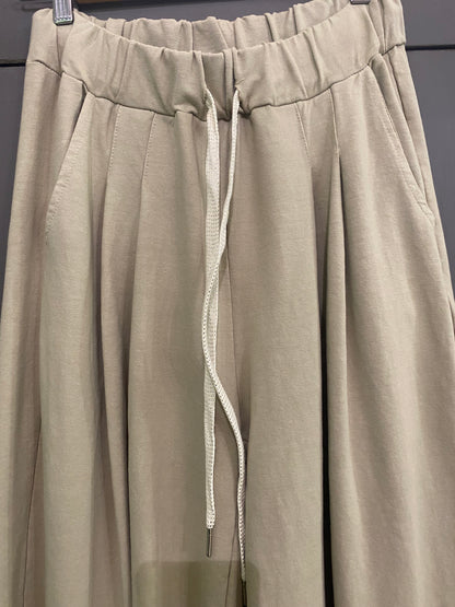 pantalone palazzo donna in cotone colore sabbia