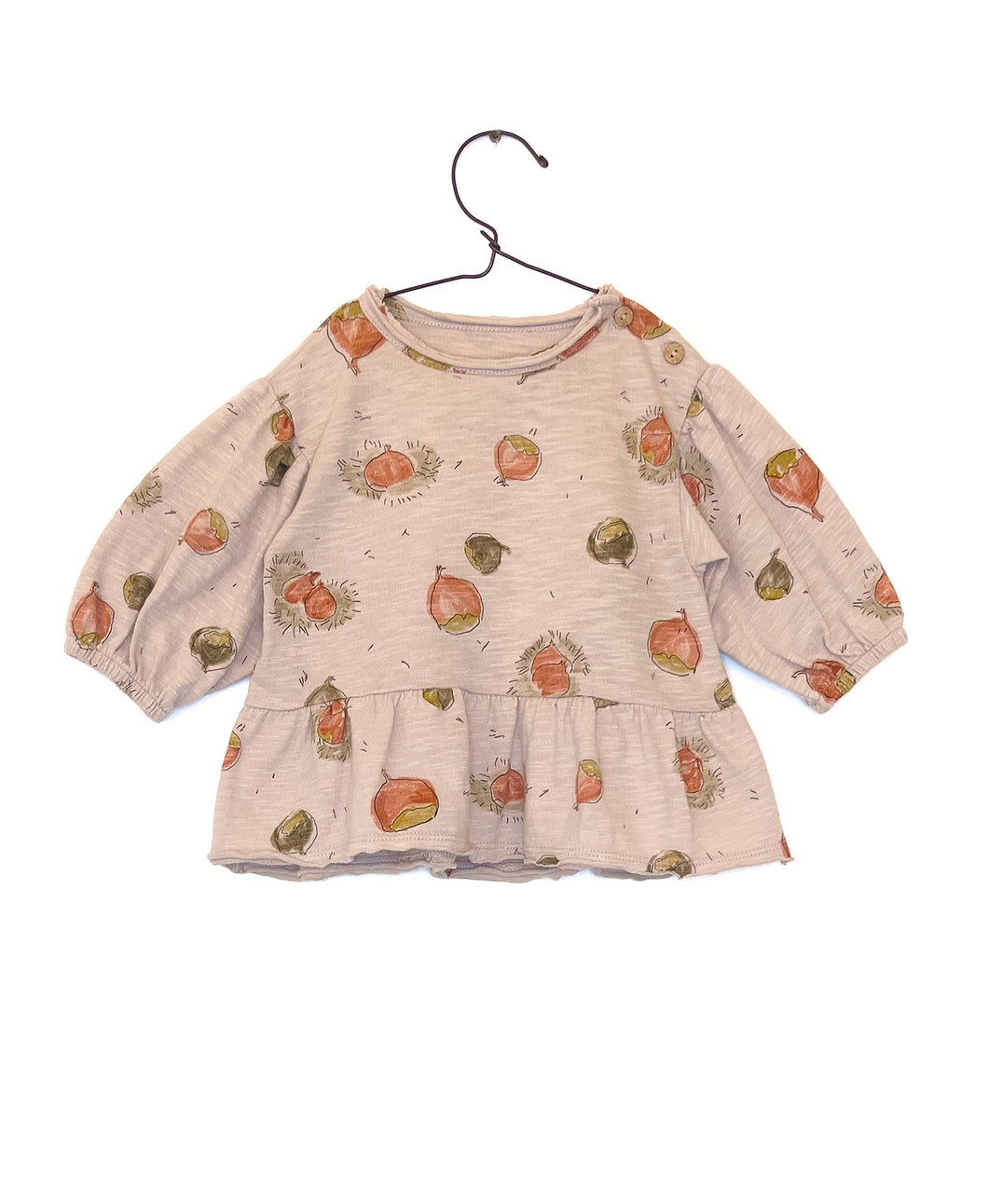PLAY UP t-shirt bambina cotone colore talpa stampa castagne