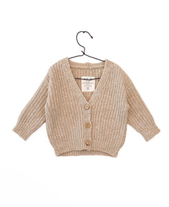 PLAY UP cardigan bambino in Lana a coste colore beige