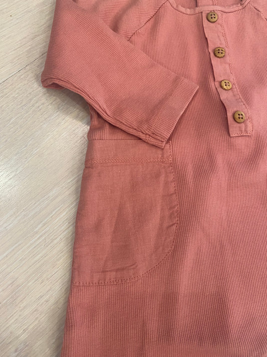 Tutina in cotone a costine colore lampone