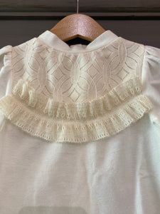 MYMIKY camicia bambina in cotone colore latte con rouches