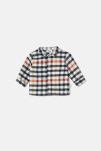 Carica l&#39;immagine nel visualizzatore di Gallery, MY LITTLE COZMO camicia bambino cotone quadretto grigio coccio panna
