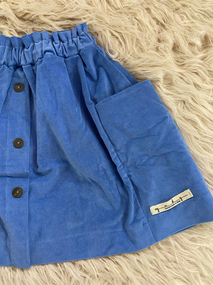 Gonna in velluto a costina colore azzurro
