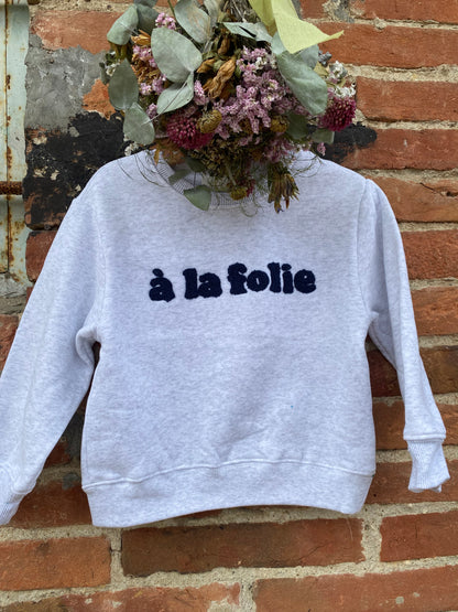 Folie felpa Caldo cotone colore grigio mel stampa blu