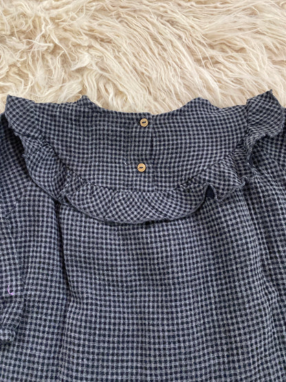 Abito cotone vichy grigio nero