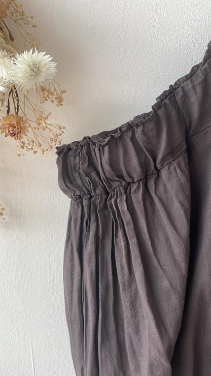 Pantalone palazzo Victoria in mussola di cotone colore cioccolato
