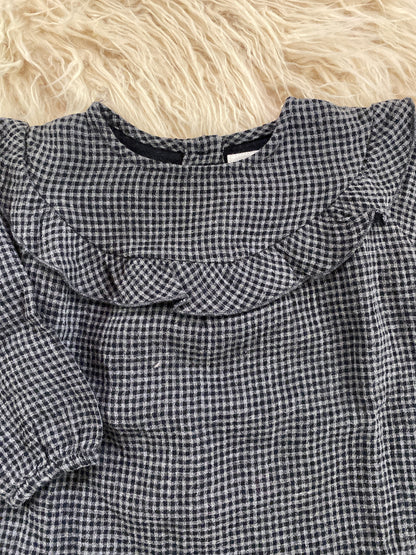 Abito cotone vichy grigio nero