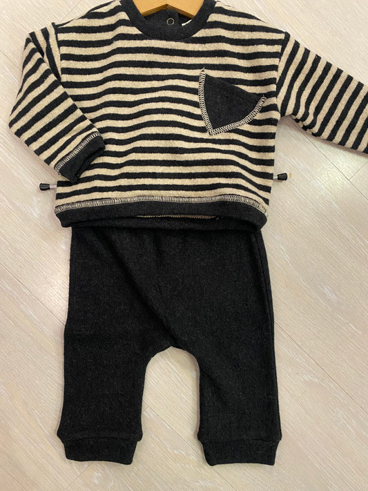 completo bambino caldo cotone grigio carbone e panna